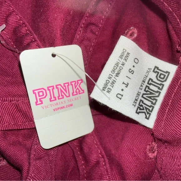 NEW PINK VICTORIA’S SECRET BURGUNDY BASEBALL CAP, MAROON SIGNATURE LOGO HAT NWT - Picture 3 of 12